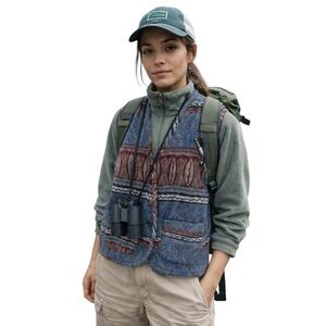 Vintage 90s Wool Blend Tapestry Vest Southwest Boho Gorpcore Size M (SKOOZI)